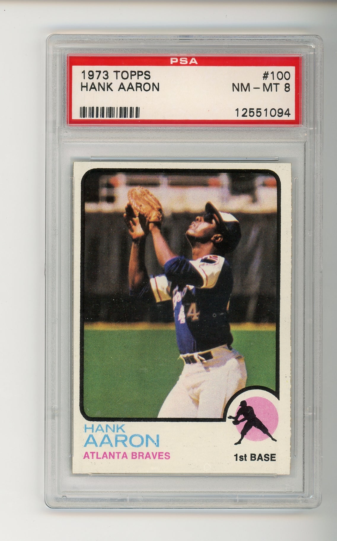 1973 Topps #100 Hank Aaron PSA 8 Braves HOF