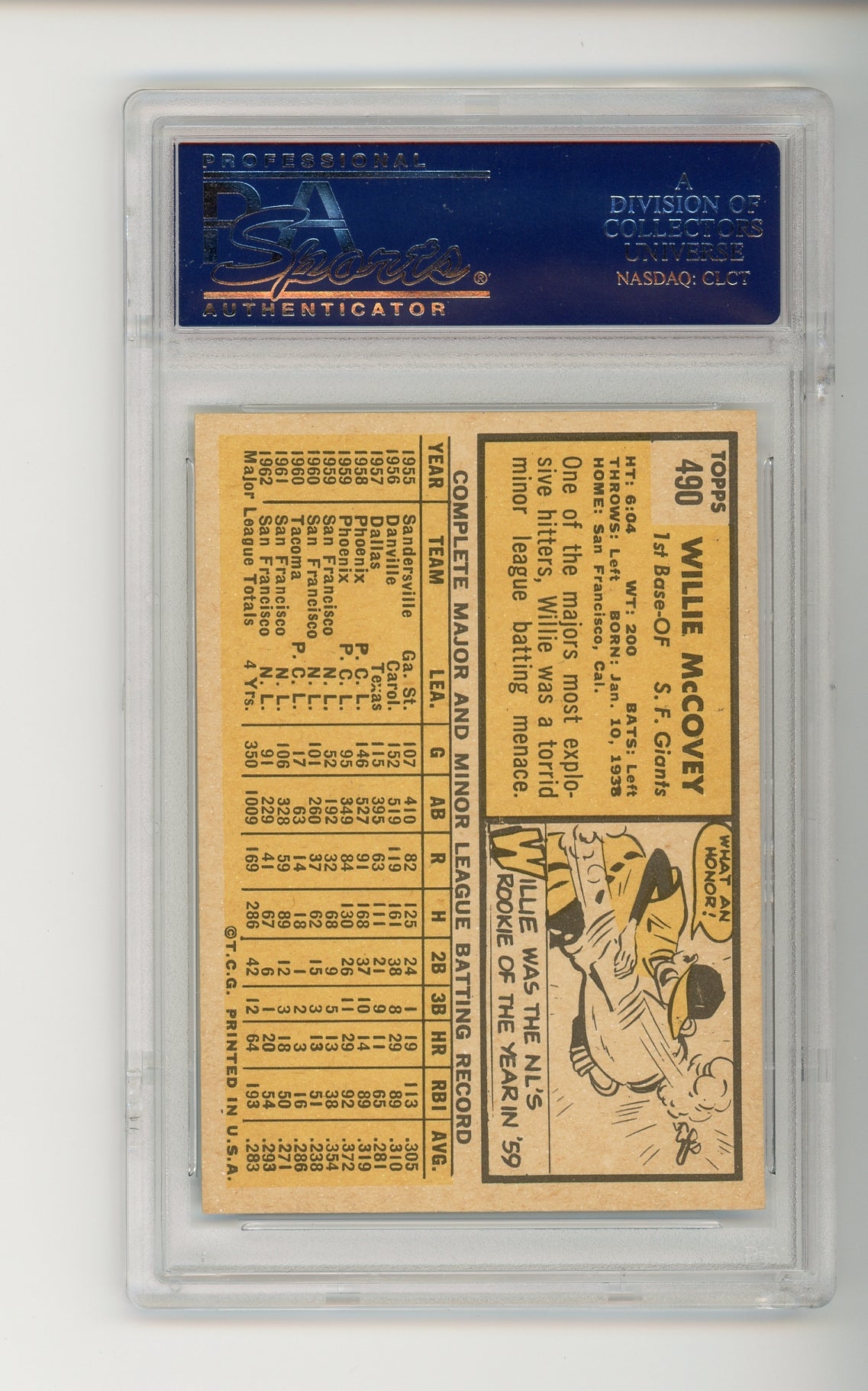 1963 Topps #490 Willie McCovey PSA 8 HOF