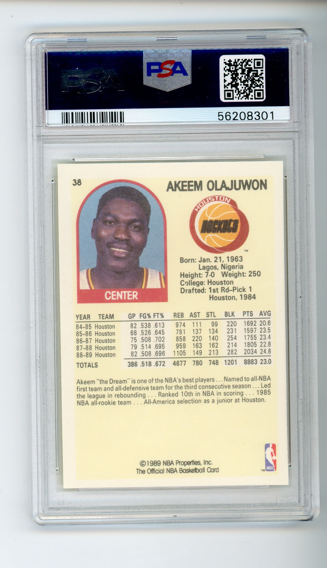 1990 Hoops Superstars #38 Akeem Olajuwon PSA 8 HOF