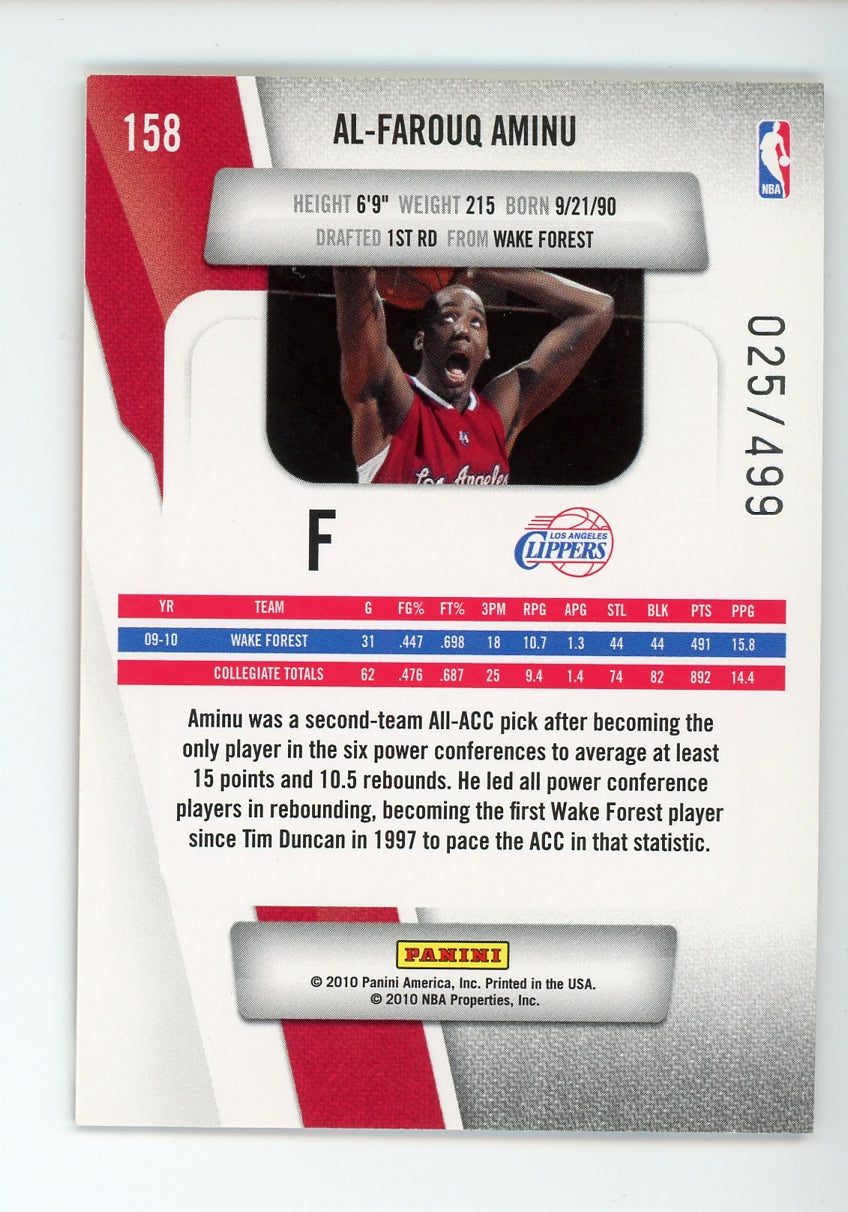 2010-11 Prestige Bonus Shots Orange /499 Al-Farouq Aminu #158 Rookie RC