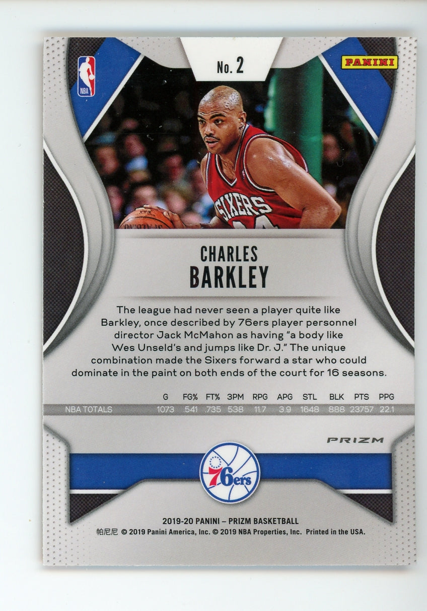 2019-20 Panini Prizm Charles Barkley #2 Orange Cracked Ice HOF