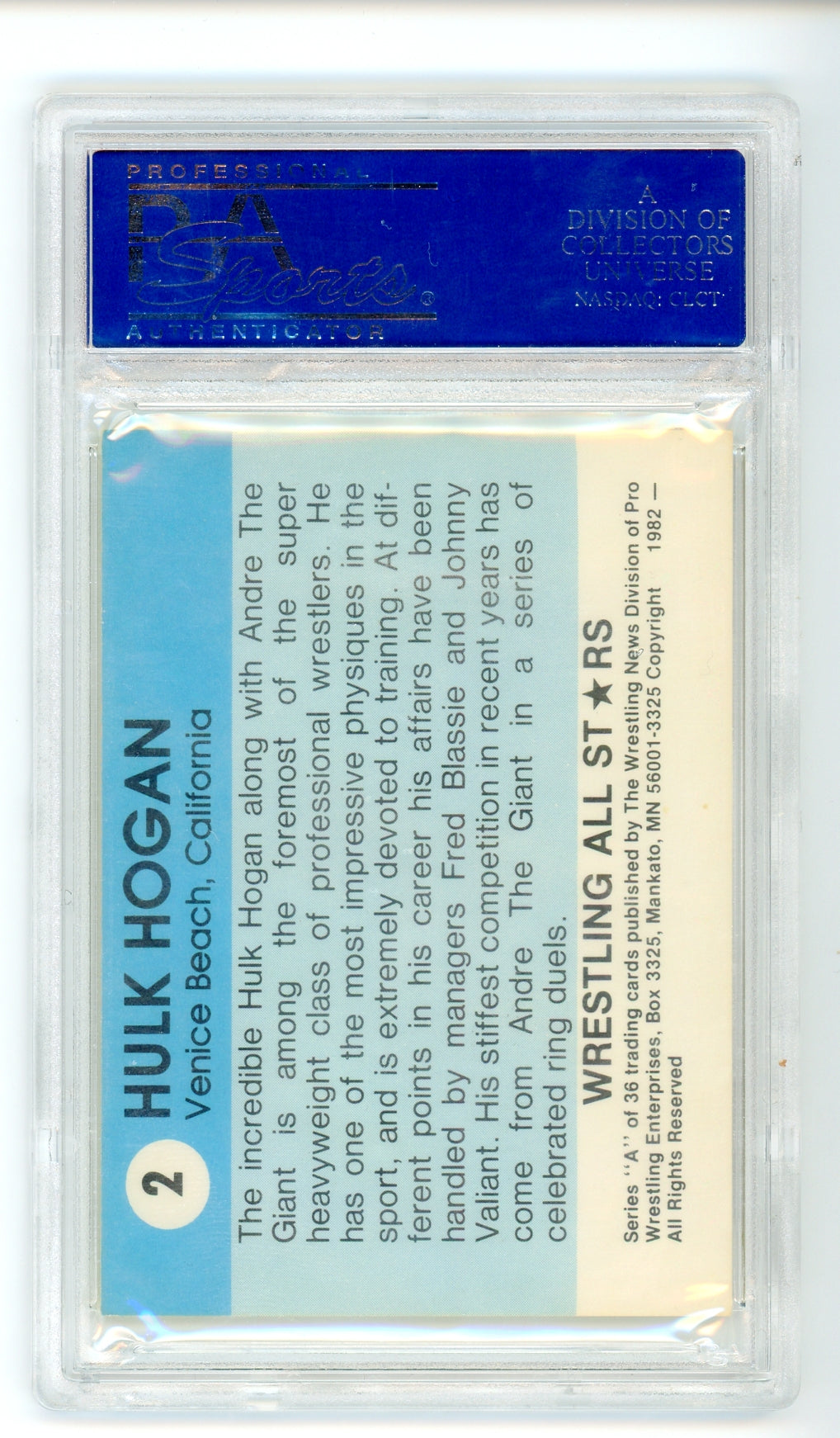 1982 Wrestling All Stars Hulk Hogan PSA 8 Rookie RC Iconic Card