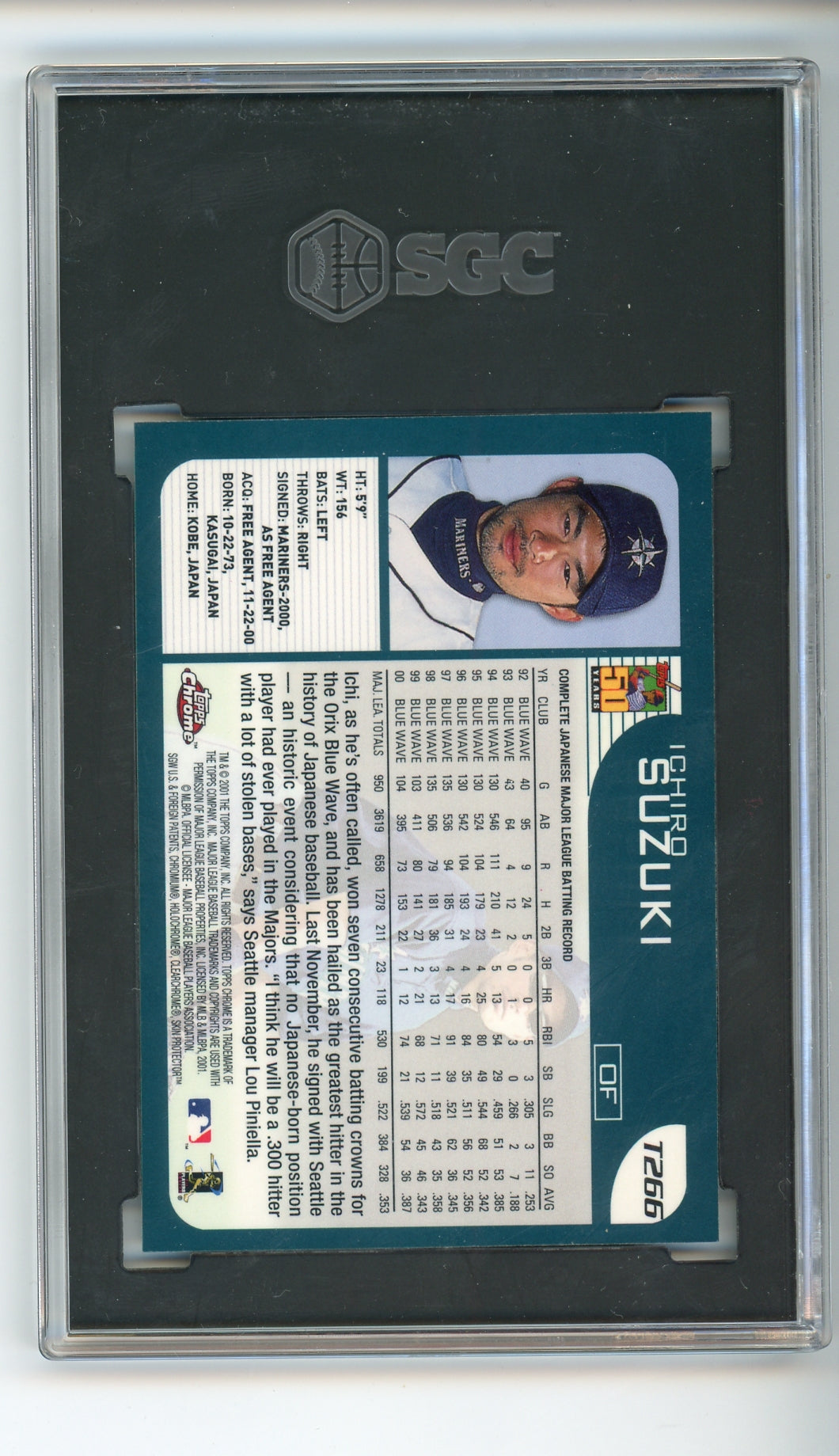 2001 Topps Chrome Traded #T266 Ichiro Suzuki SGC 10 HOF