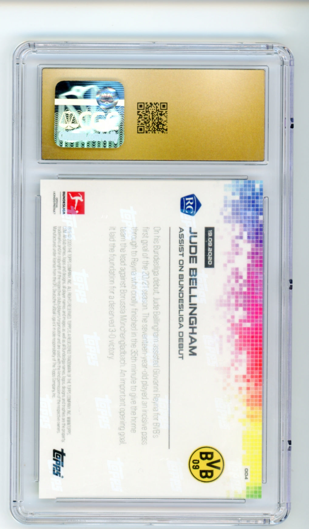 2020 Topps Now Bundesliga Jude Bellingham CGC 10 PRISTINGE Rookie RC