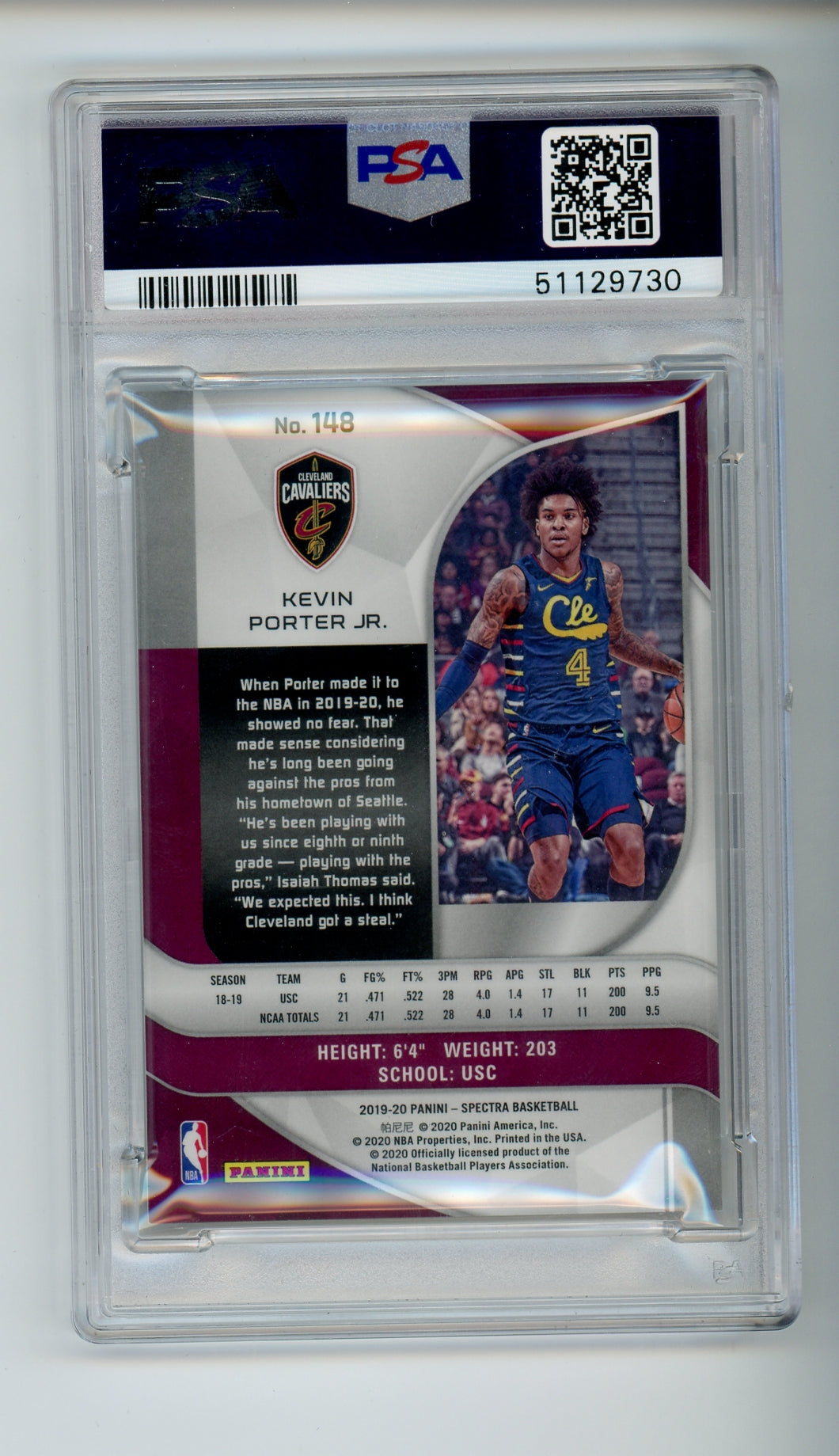 2019 Panini Spectra #148 Kevin Porter Jr. PSA 10 Rookie RC