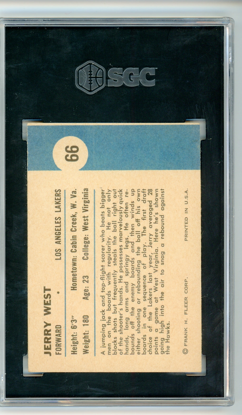 1961 Fleer #66 Jerry West In Action PSA 8 NM-MT HOF