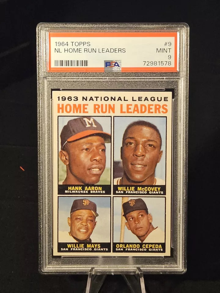 1964 Topps #9 NL HR LEADERS HOF Aaron/McCovey/Mays/Cepeda PSA 9 Mint (POP 39)