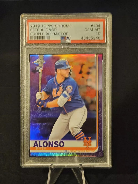 2019 Topps Chrome #204 Pete Alonso Purple Refractor /299 PSA 10 Gem Mint Mets