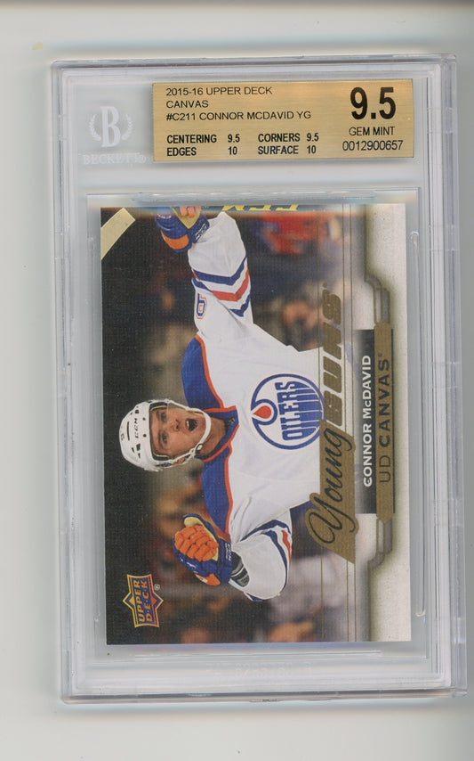 2015-16 Upper Deck Canvas #C211 Connor McDavid Young Guns Rookie RC BGS 9.5 True Gem ++