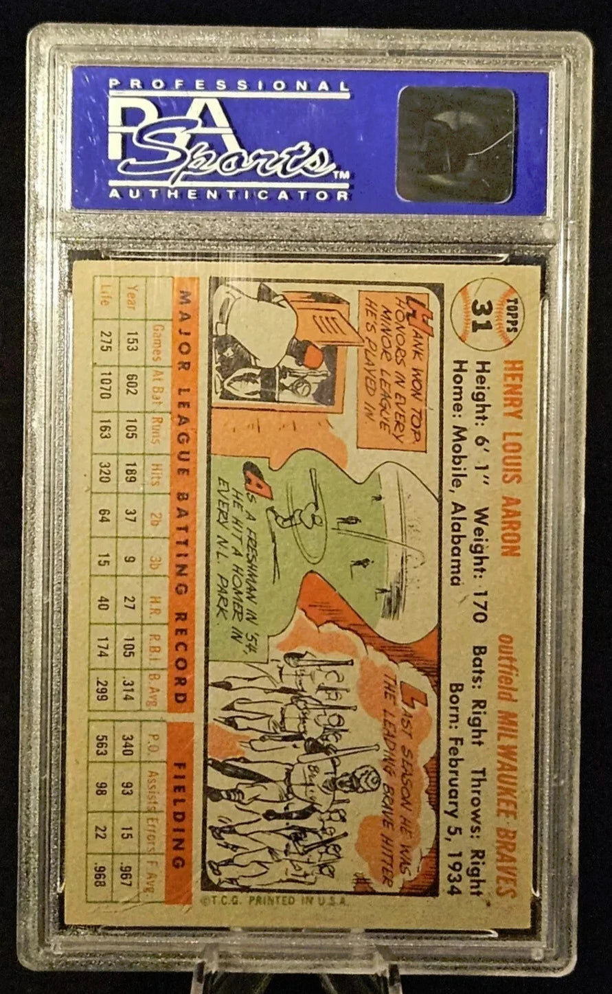 1956 Topps #31 Hank Aaron PSA 7 HOF