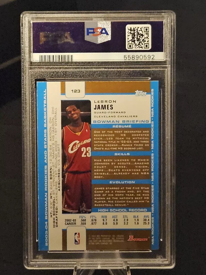 2003-04 Bowman Rookies GOLD LeBron James #123 PSA 7 Rookie RC