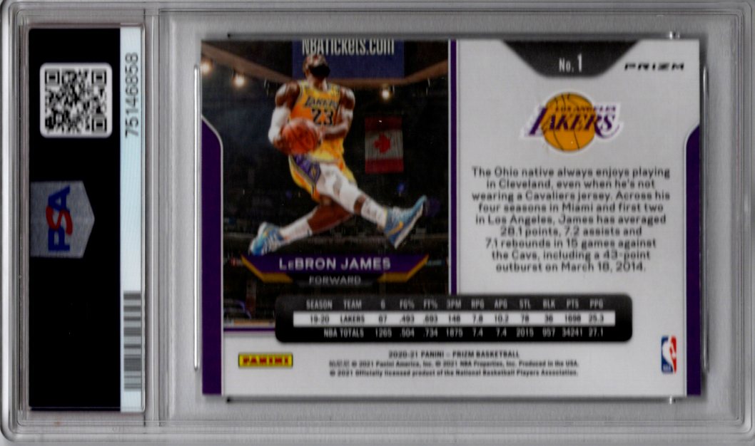 2020 Panini Prizm #1 LeBron James HYPER Prizm PSA 10 (POP 42)