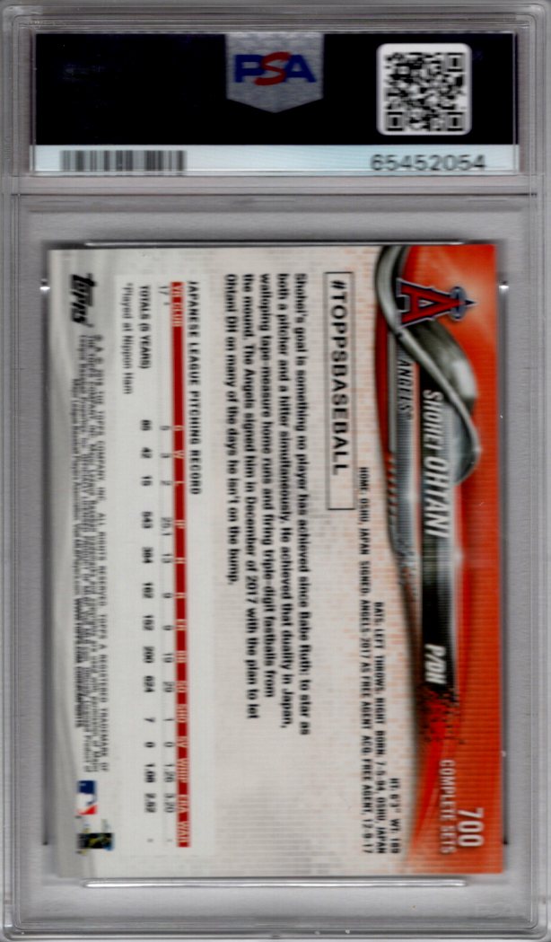 2018 Topps Complete Set Variation #700 Shohei Ohtani Angels RC Rookie PSA 10