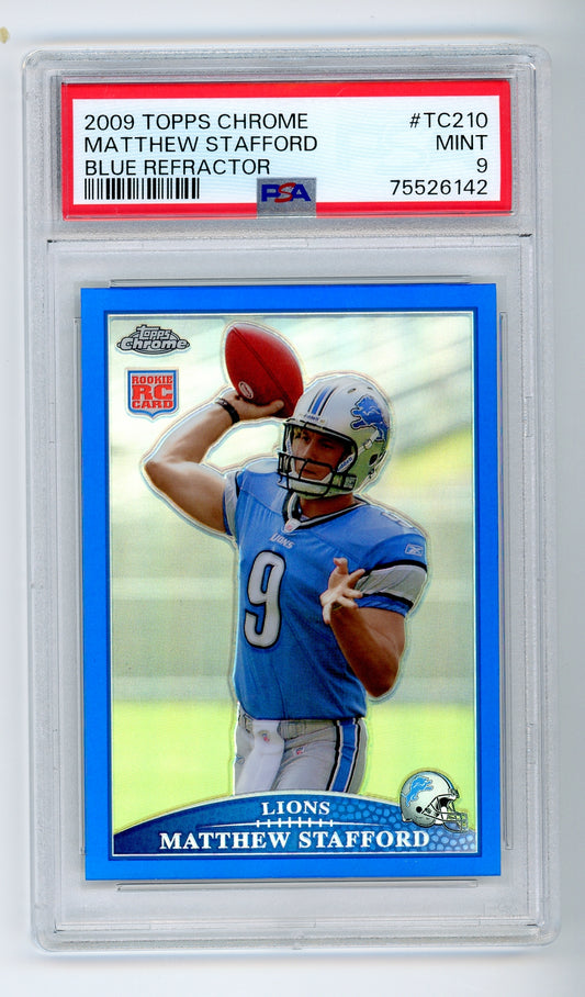 2009 Topps Chrome #TC210 Matthew Stafford Blue Refractor Rookie PSA 9 Mint