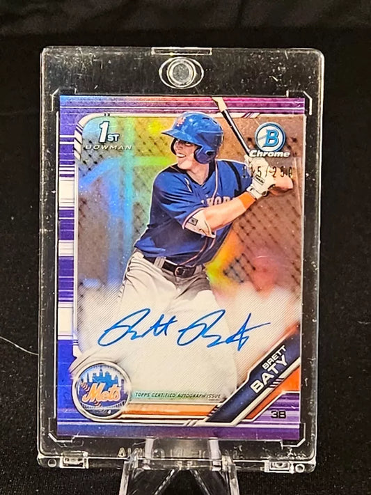 2019 Bowman Chrome Draft 1st Brett Baty Auto Purple Refractor /250 Mets 🔥