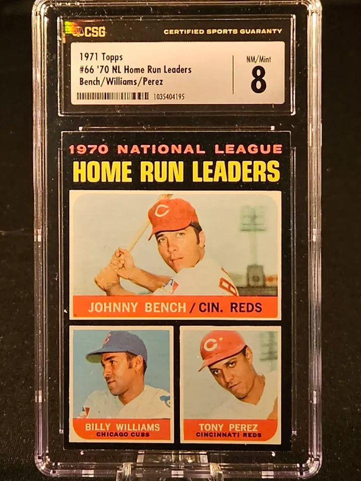 1971 Topps #66 '70 NL Home Run Leaders Bench Williams Perez CSG 8 NM/MINT HOF