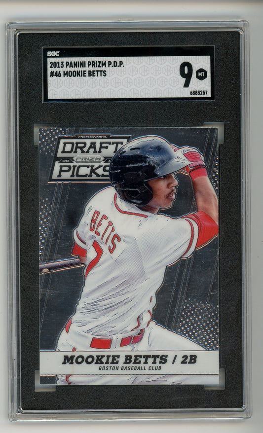 2013 Panini Prizm Draft Picks #46 Mookie Betts SGC 9 MINT Rookie RC