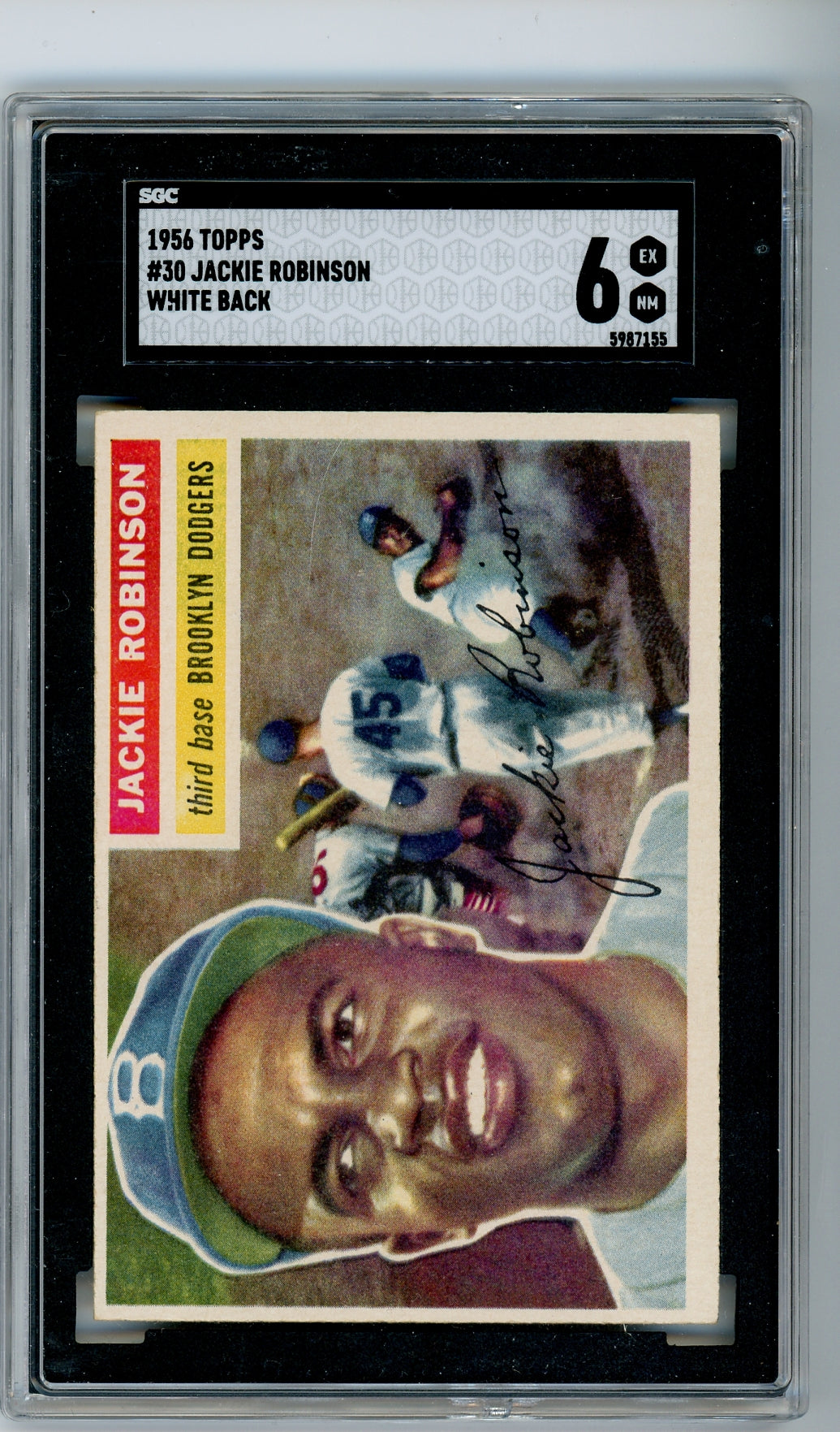 1956 Topps #30 Jackie Robinson White Back SGC 6 HOF