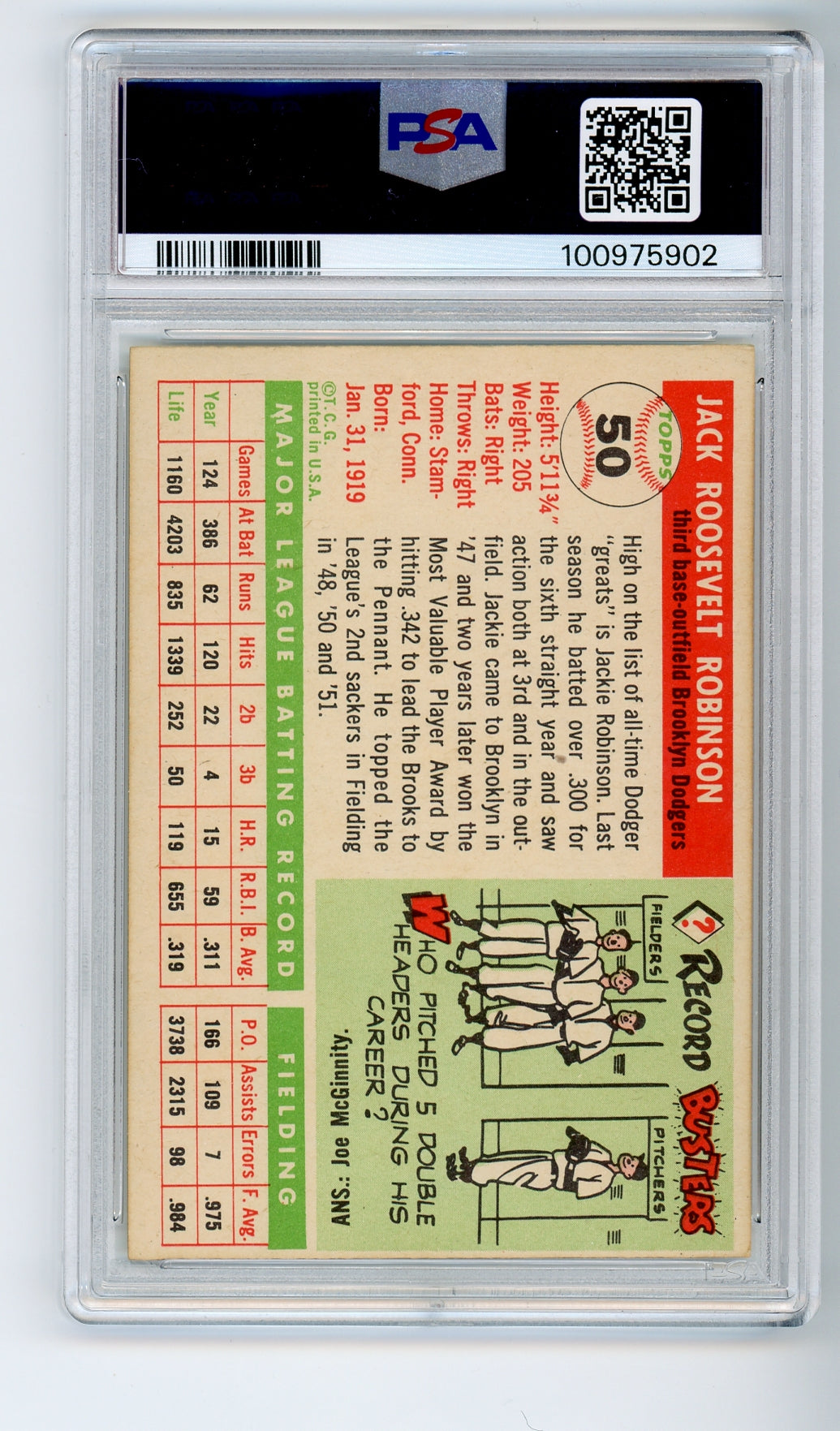 1955 Topps #50 Jackie Robinson PSA 5 HOF