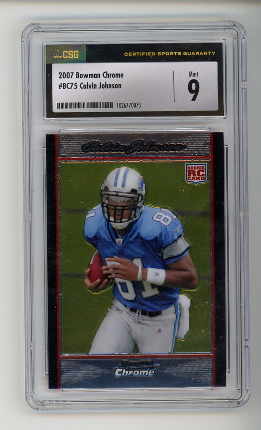 2007 Bowman Chrome #BC75 Calvin Johnson CGC 9 Mint Rookie RC HOF