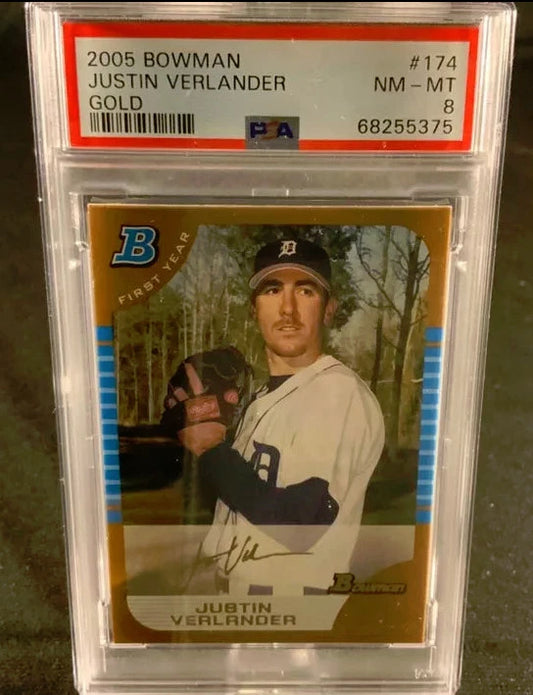 RARE Justin Verlander 2005 Bowman GOLD #174 PSA 8 Rookie Low Pop