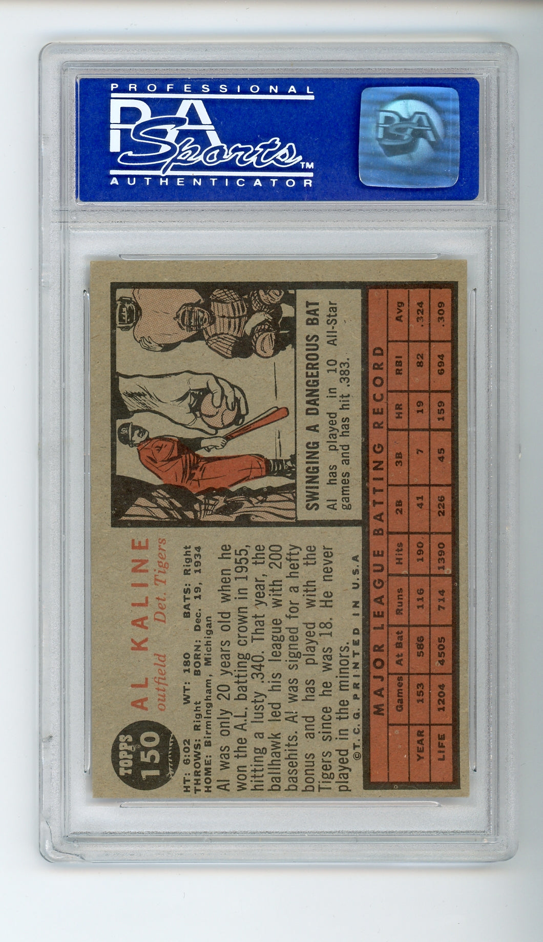 1962 Topps Al Kaline #150 PSA 7 HOF