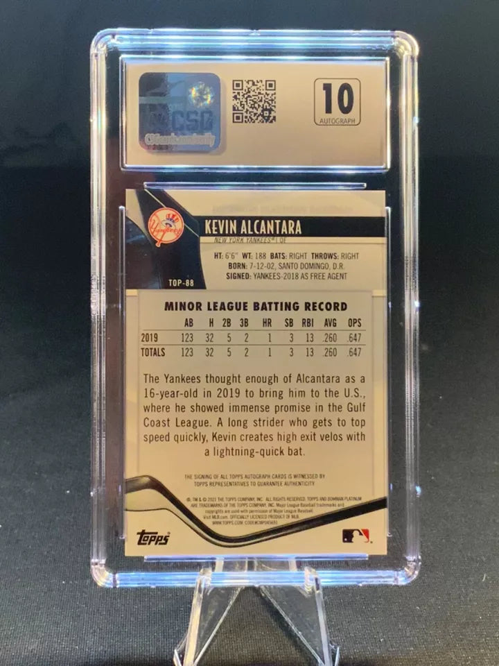 2021 Bowman Platinum Top Prospect Autographs #TOP88 Kevin Alcantara CSG 9.5