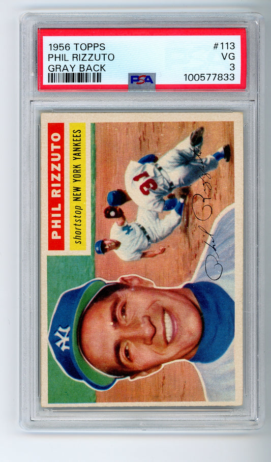 1956 Topps #113 Phil Rizzuto Gray Back PSA 3 HOF