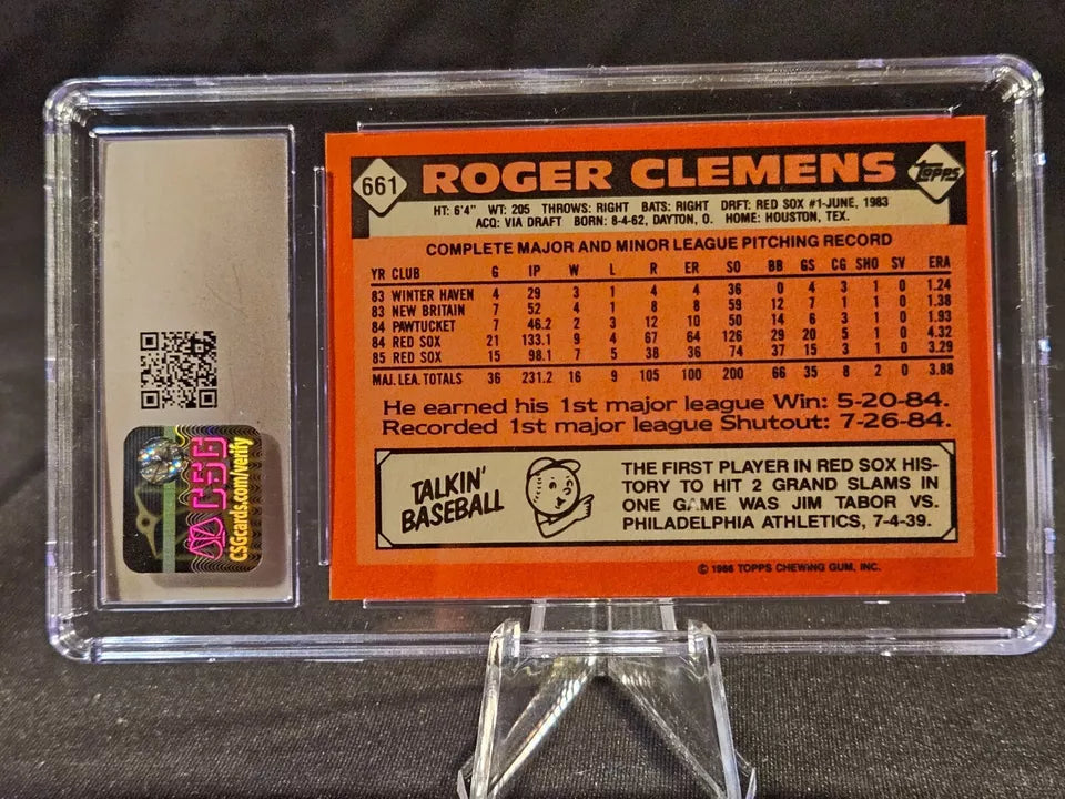 1986 Topps Tiffany Roger Clemens CSG 9.5