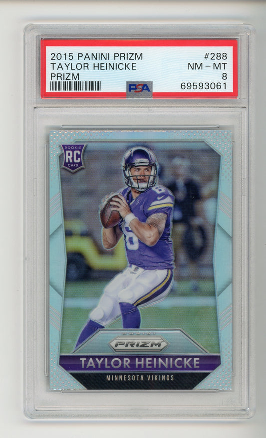 2015 Panini Prizm #288 Taylor Heinicke Silver Prizm Rookie RC #288 PSA 8