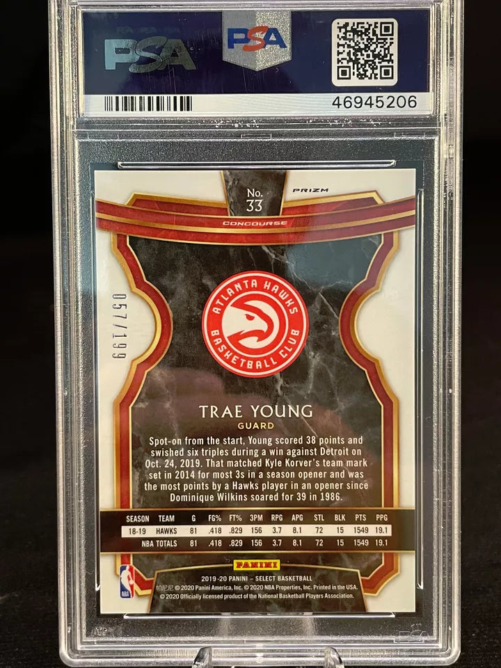 2019 Select Red Prizm TRAE YOUNG /199 #33 PSA 10 GEM MINT Color Match!🔥