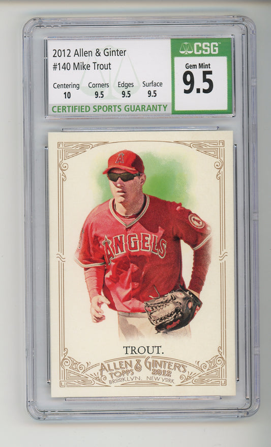 2012 Allen & Ginter #140 Mike Trout CSG 9.5 True Gem Mint +