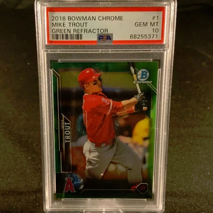 2016 Bowman Chrome Mike Trout #1 Green Refractor /99 GOAT PSA 10